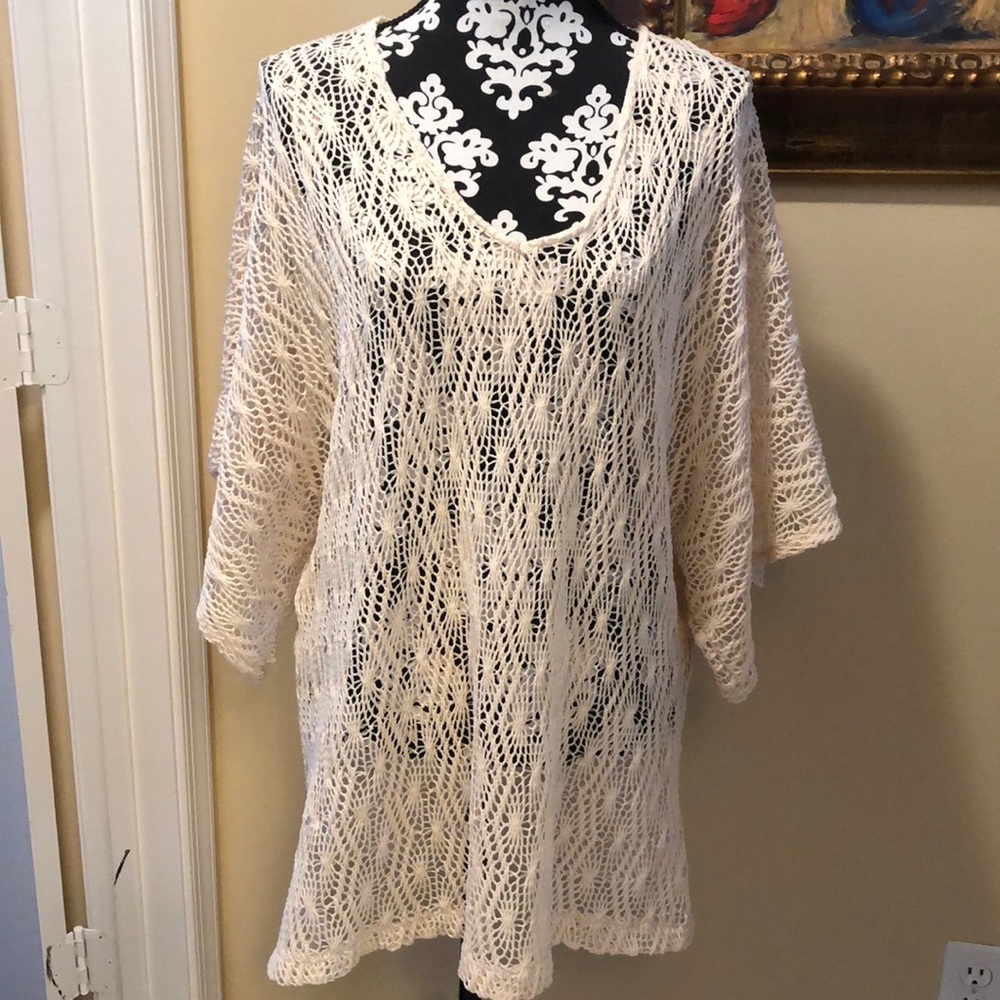 🩱Eve Creamy Dolman sleeve lightweight Swimsuit Crochet Cover-up